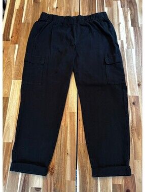 GAP Black Cargo Pants with Elastic Waistband Size L (2012)